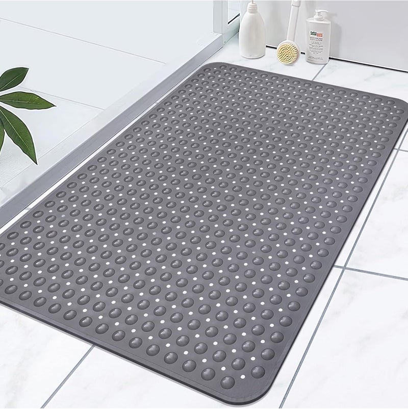 Yonala Extra Large Shower Mat, 47.2 x 31.5 Inch Non Slip Shower Mats for Inside Shower with Drain Hole and Suction Cups, Soft Trimmable TPE Anti Slip Shower Mat for Walk in Shower Stall, Heavy Mat - Image 1